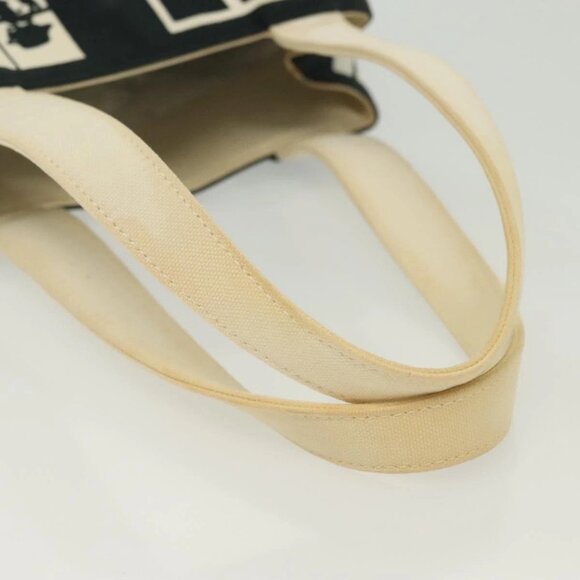CHANEL windows Tote Bag Canvas Black White gold CC Auth - Picture 6 of 15